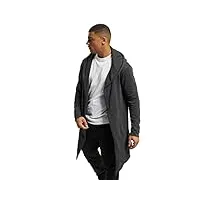 urban classics cardigan long à capuche gilet coton manches longues homme, gris noir/gris (charcoal), taille x-large