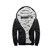 manluodanni homme hiver chaud sweats Épaisse veste à capuche doublée polaire manteaux doux hoodie blousons sweat-shirts manches longues en polyeste et cotton noir 3xl