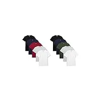 lower east t-shirt avec col rond, hommes, noir/blanc/marine/gris/rouge/vert (lot de 10), 2xl