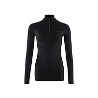 falke maximum warm, sous-vêtement technique chemise zippée manches longues femme, sous-vêtement thermique chaud, noir (black 3000), m (1 pièce)