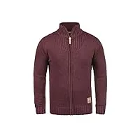 solid poul cardigan gilet veste en grosse maille pour homme avec col droit. taille:xl. couleur:wine red melange (8985)