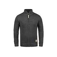 solid poul cardigan gilet veste en grosse maille pour homme avec col droit. taille:m. couleur:dark grey melange (8288)