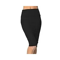 urban goco femme midi jupe crayon moulant elastiquée avec taille haute bodycon (l, noir)