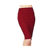 urban goco femme midi jupe crayon moulant elastiquée avec taille haute bodycon (l, rouge)