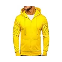 bolf homme sweat-shirt a capuche avec fermeture eclair hoodie sweat zippe manches longues temps libre sport fitness outdoor basic casual style 2008 jaune m [1a1]