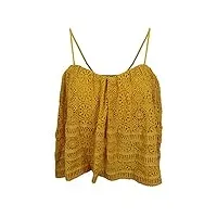 free people women's yellow floral lace cropped camisole top, l