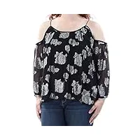 lucky brand women's silver flower cold shoulder top black multi x-small