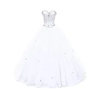 beautyprom pour femme sweetheart robe soirée tulle quinceanera robes pour robe de soirée - blanc - 48