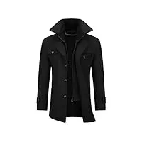 allthemen manteau homme en laine chaud court epais slim fit business avec un col accessoire jacket d'hiver trench-coat homme,noir,xs
