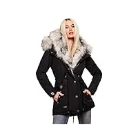 navahoo parka d'hiver 2 en 1 pour femme - manteau d'hiver chaud - fourrure b365, noir , s
