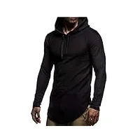 leif nelson pour des hommes pullover pull à capuche hoodie longsleeve sweatshirt sweater avec capuche ln6300 - noir - medium