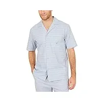 nautica pyjama à manches courtes 100 % coton doux tissé boutonné - gris - taille s