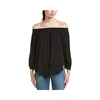 splendid women's rayon voile off shoulder top black shirt