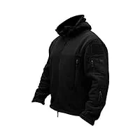 tacvasen veste polaire homme hiver vestes noir militaire armée manteau noires tactique airsoft combat sweat à capuche men's fleece jacket noir,noir,xl