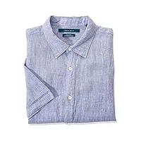 perry ellis short sleeve solid linen shirt chemise boutonnée, colony blue-4csw7062 extension de garantie et support, l homme