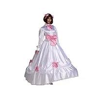 gocebaby robe longue de style gothique pour femme - robe de bal en satin - blanc - xl