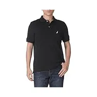 nautica men's classic fit short sleeve solid soft cotton polo shirt, true black, small