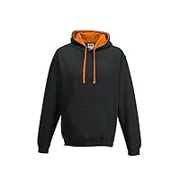 awdis varsity hoodie sweat à capuche, multicolore (noir de jais/orange crush), xl homme