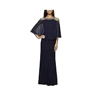alex evenings robe longue à popover avec ornements pour femme, petite taupe multicolore, taille 42, bleu marine, 40
