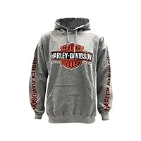 harley-davidson men's bar & shield logo pullover hooded sweatshirt, gray