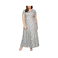 alex evenings robe longue évasée à manches courtes pour femme, grande taille, occasion spéciale, gris tourterelle, 56