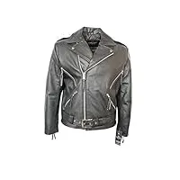 'brando black' veste classique en cuir pour homme (xl)
