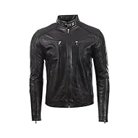 aviatrix veste de motard en cuir veritable pour hommes avec un design d'epaule et de cote (vo3w), noir, 3xl / poitrine=45 inch