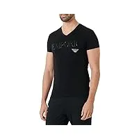 emporio armani underwear essential megalogo v-neck t-shirt haut de pyjama, black, s homme