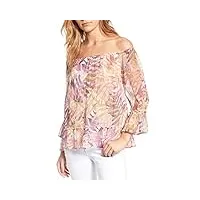 lucky brand women's palm print off the shoulder top, multi, x-large