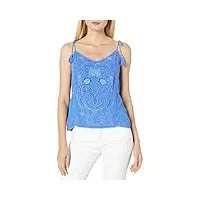 lucky brand women's washed embriodered top, corn flower blue, small