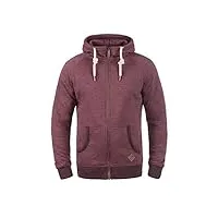 solid vitu zip-hoodie - veste à capuche - homme, taille:xxl, couleur:wine red melange (8985)