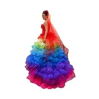 cocogirls robe de mariée colorée - robe de mariée sirène arc-en-ciel - robe de bal - robe de soirée, arc-en-ciel, 56 cm