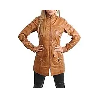 house of leather veste en cuir pour dames zip longueur ajustement mince style manteau décontracté kendall bronze (l (40))