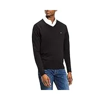 tommy hilfiger core cotton-silk vneck pull-over, flag black, small homme