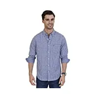 nautica t- shirt à manches longues extensible gingham chemise boutonnée, bleu marine, xl homme