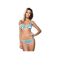 my sexy bikini - maillot de bain string bikini sexy - bounty bi matière blue caraïbe blanc (bas: 36/38 | haut: 1)
