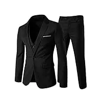 costume homme formel d'affaire de couleur uni un bouton à la mode slim fit trois pièces - noir - 3xl