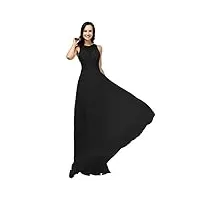 solovedress robe de soirée longue en mousseline de soie avec perles pour demoiselle d'honneur - noir - 46