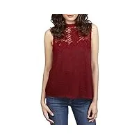 lucky brand women's lace mock neck top, marsala, small