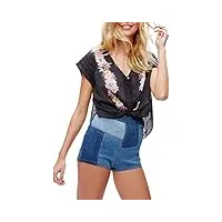 free people gardenia embroidered top (black, xs)