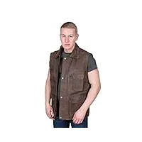 a1 fashion goods paysans gilet en cuir marron poches multiples randonnée pédestre chasseurs gilet- boyles (xxxl - eu 56)