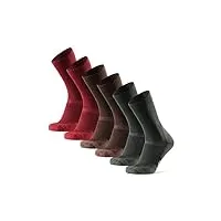 danish endurance 3 paires chaussettes de randonnée en laine mérinos, anti-ampoules, marche homme femme, multicouleurs (1x vert, 1x marron, 1x rouge), 43-47