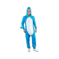 tipsy elves costume de requin pour homme – combinaison d'halloween créature marine bleu clair taille xl