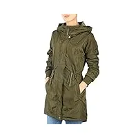 ilovesia veste femme imperméable parka long légère capuche vent pluie imper olive 38