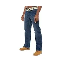 enzo jeans pour homme coupe droite coupe régulière avec fermeture éclair et ceinture anti-braguette, délavé, 32 w /30 l