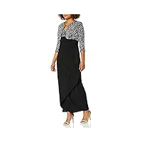 alex evenings women's empire waist dress side ruched skirt jacket (petite regular sizes), black/white, 18