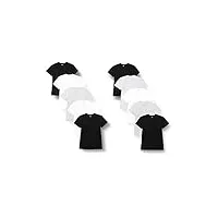 lower east t-shirt avec col rond, hommes, noir/blanc/gris clair chiné (lot de 10), s