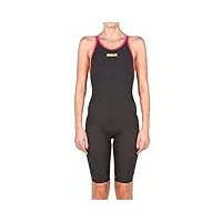 arena powerskin carbon flex vx swim suit-open back maillot une pièce, gris foncé/rouge fluo, 30 femme