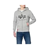 alpha industries alpha indutries basic zip hoody sweat à capuche pour homme sweatshirt, grey heather, xl
