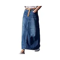 niseng femmes collure longue jean jupe Élégant longue denim skirts casual jean jupe bleu xl